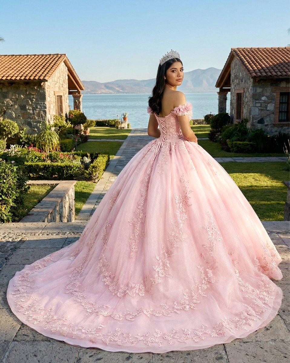 Pink Ball Gown Off the Shoulder Quinceanera Dresses