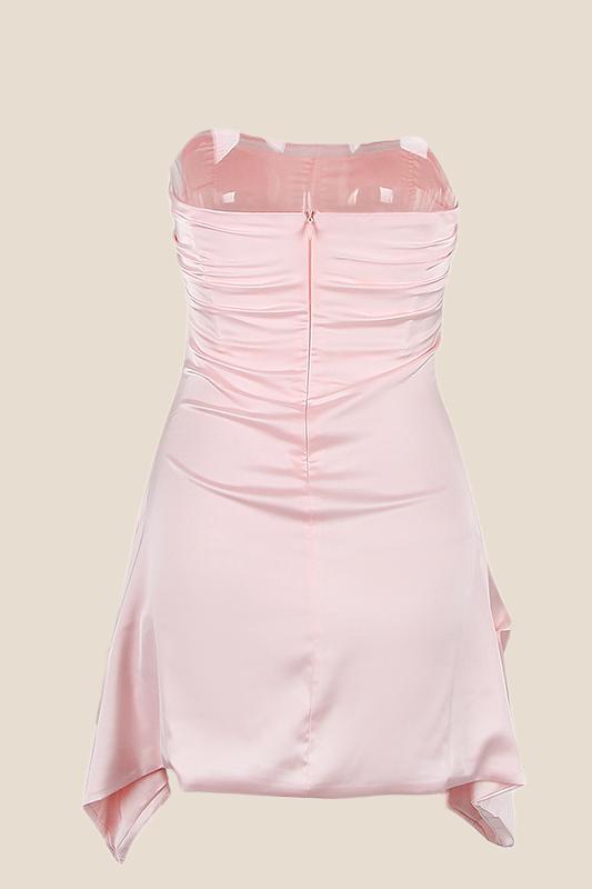 Strapless Floral Ruched Short Homecoming Dress