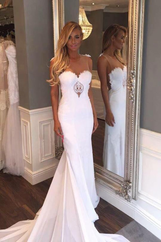 Pretty Sheath Sleeveless Long Beach Lace Wedding Dress