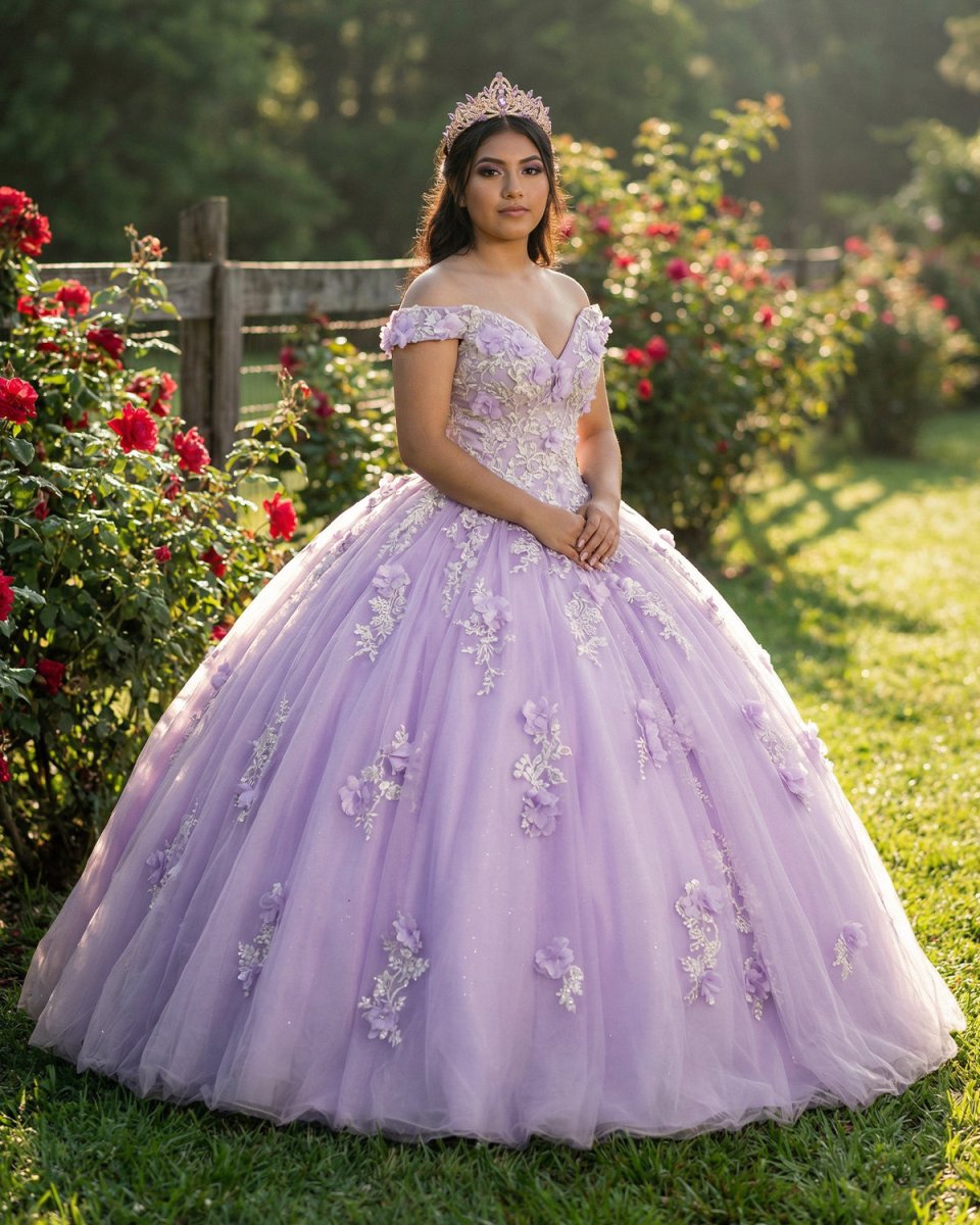 Princess Lavender Prom Off-the-Shoulder Ball Gown Dresses