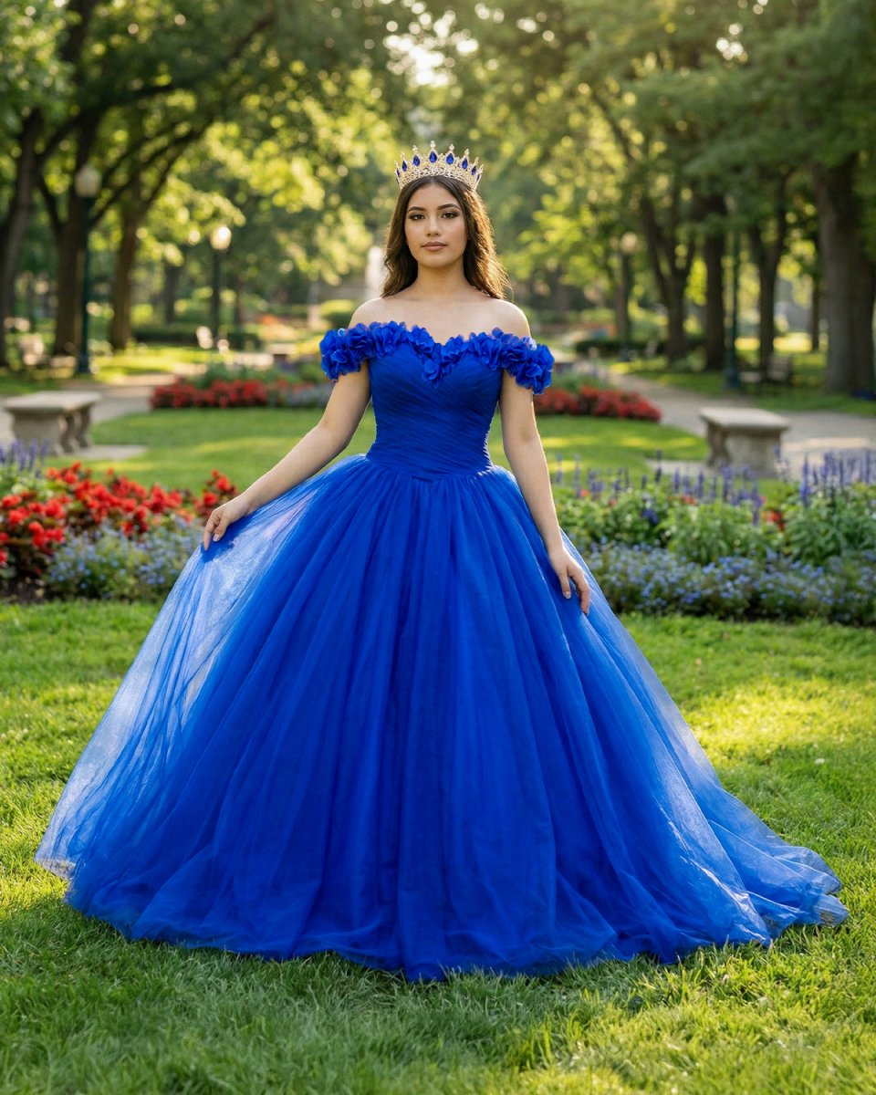 Quinceanera Dress Princess Tulle Royal Blue Off The Shoulder