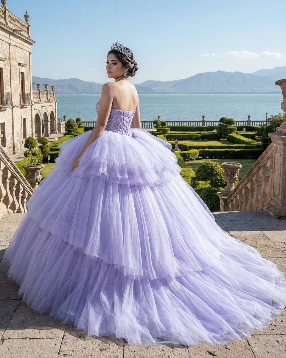 Quinceanera Dress  Strapless Ball Gown Crystal  Lavender