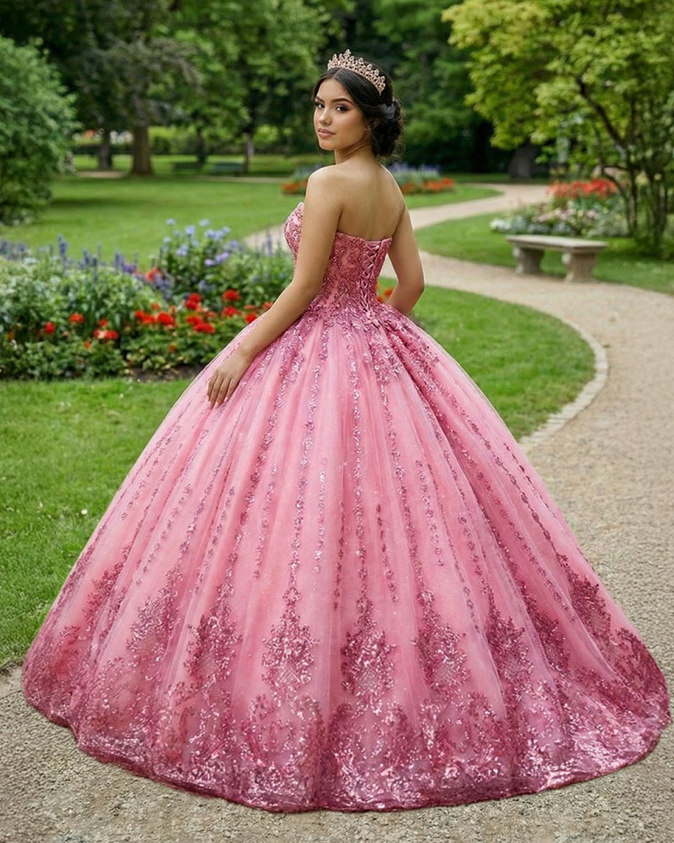 Quinceanera Dress Romantic Court Train Ball Gown Strapless Pleated