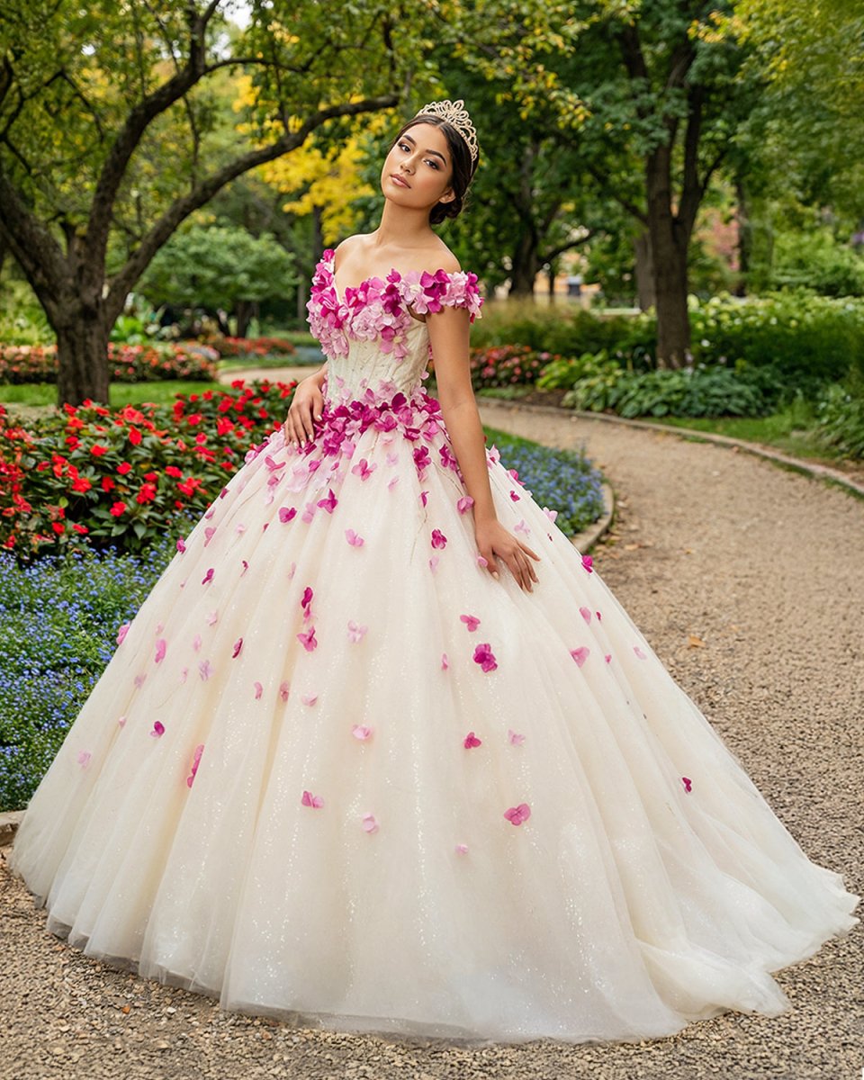 Romantic Heart  Off-the-Shoulder Tulle Quinceañera Dress