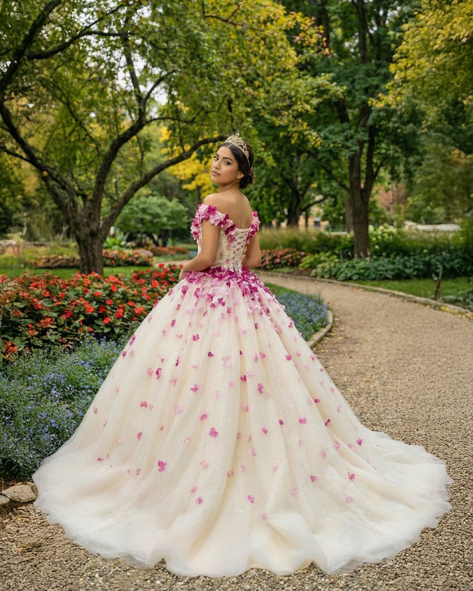 Romantic Heart  Off-the-Shoulder Tulle Quinceañera Dress