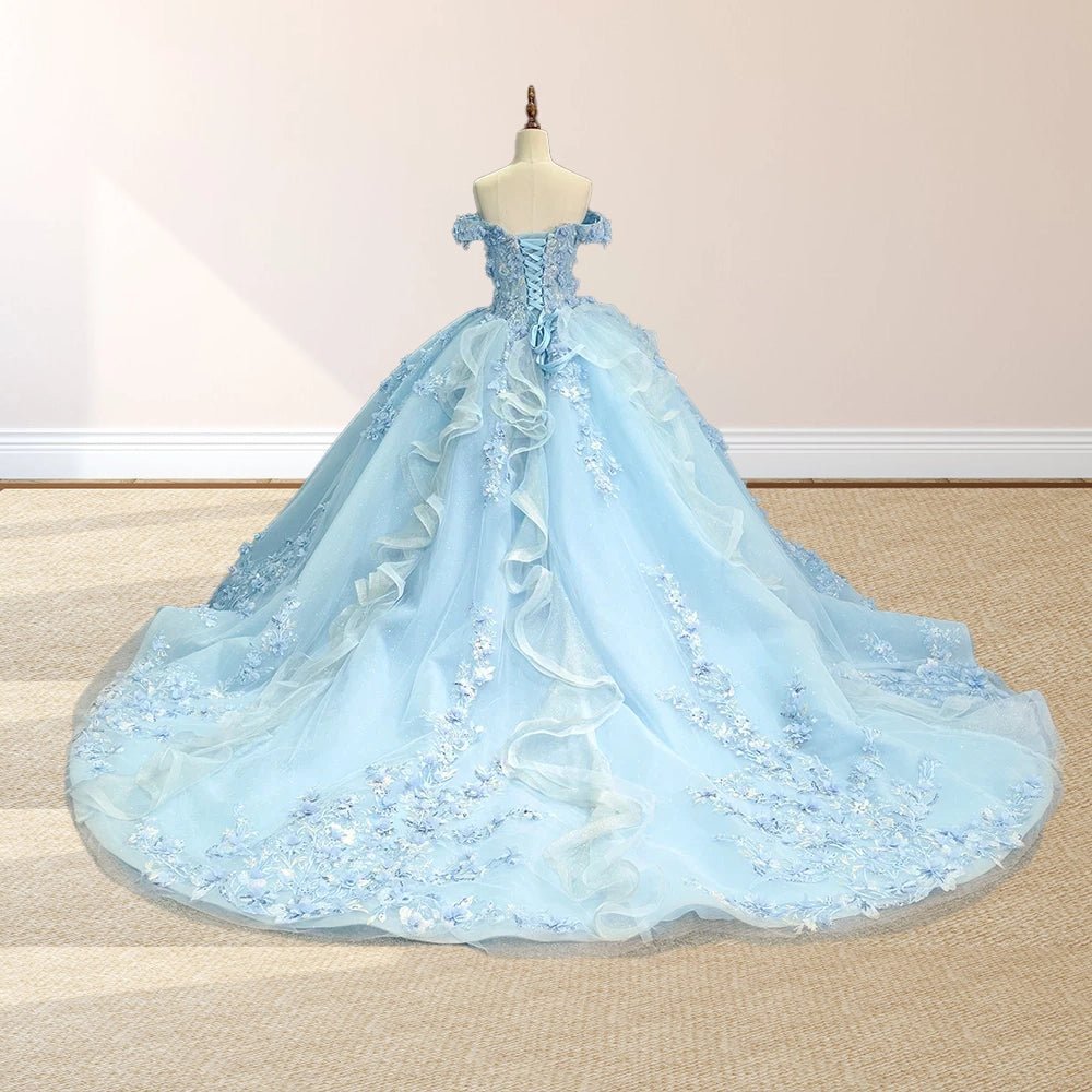 Romantic Sleeveless Beading Quinceanera Dresses with 3D Flower Appliques