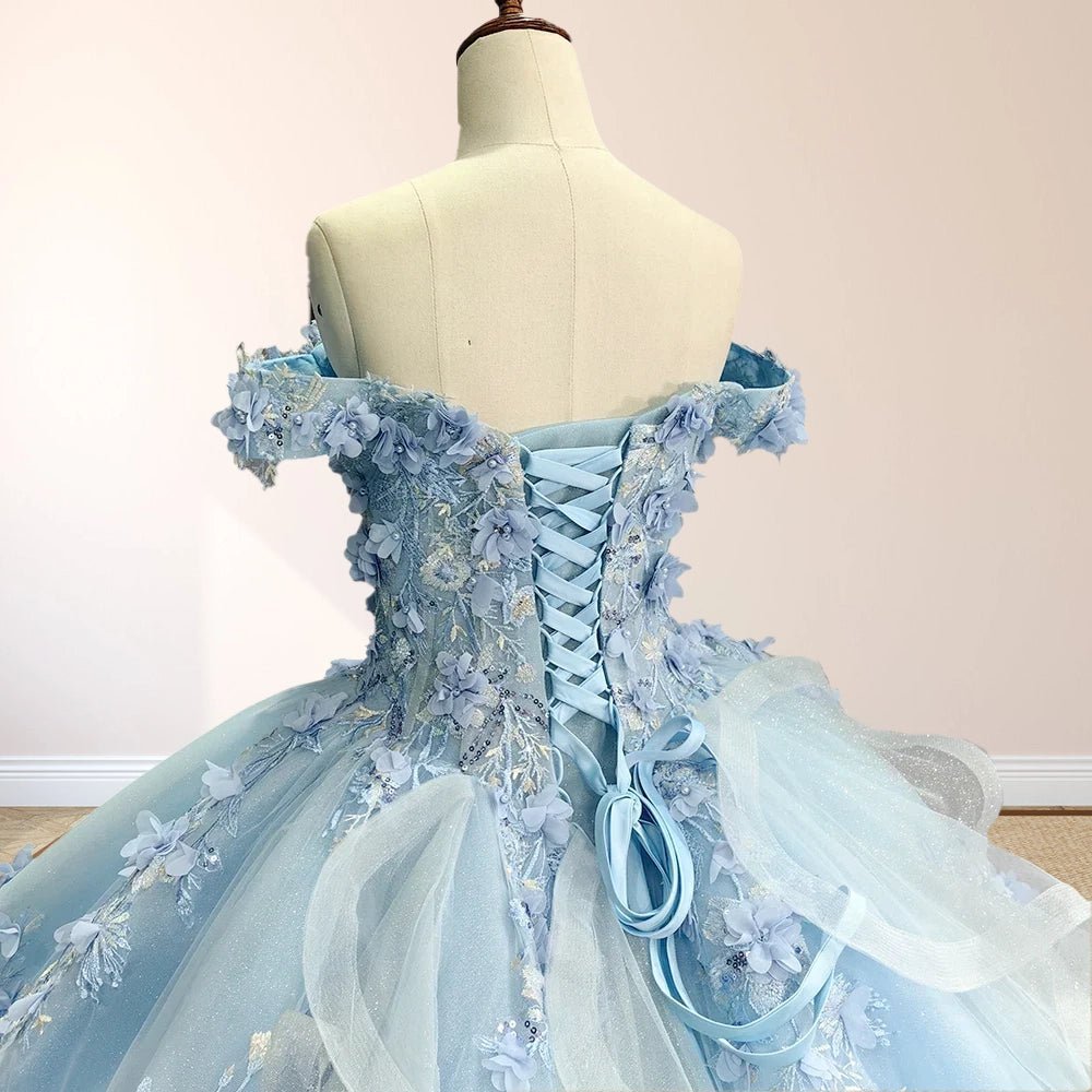 Romantic Sleeveless Beading Quinceanera Dresses with 3D Flower Appliques