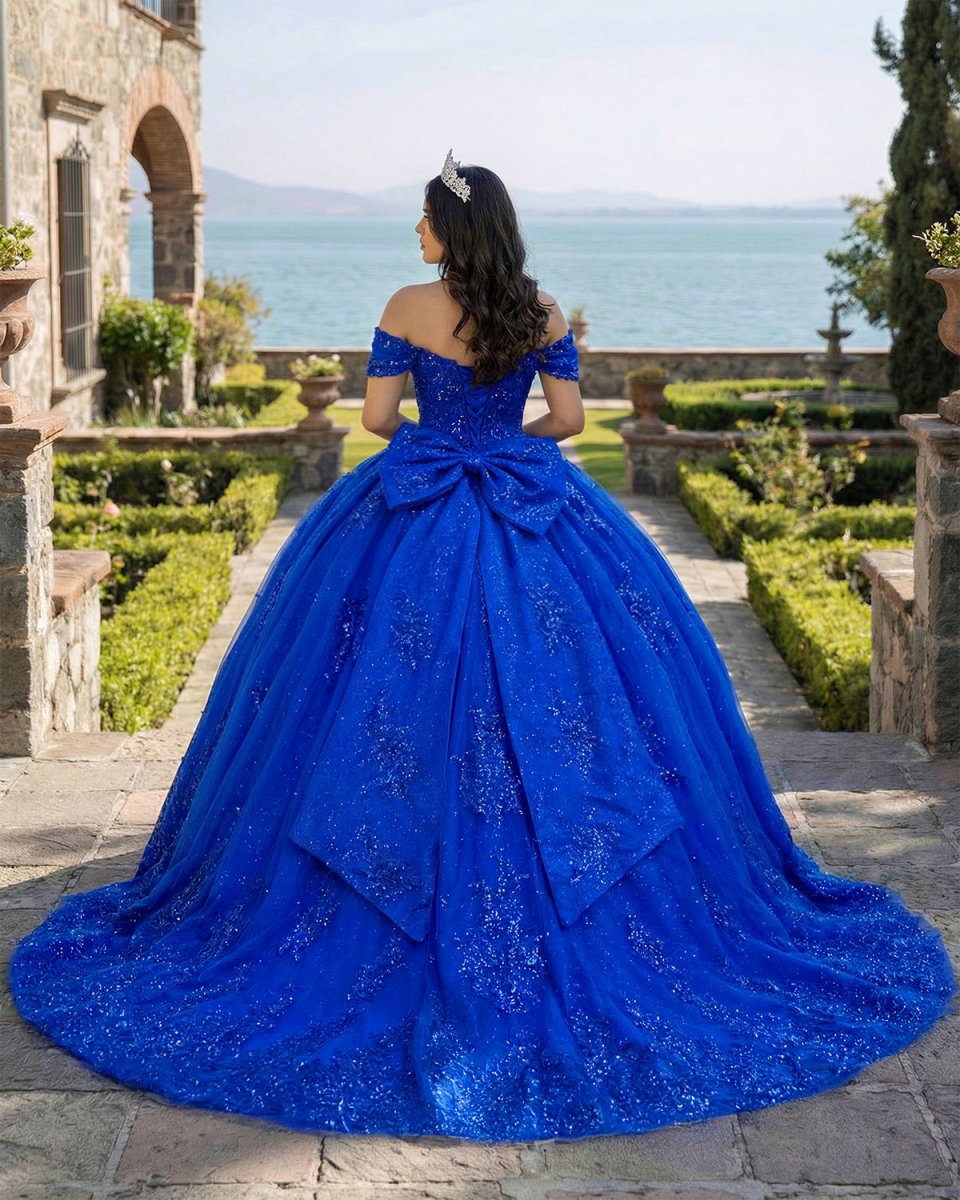 Royal Blue Ball-Gown Appliques Quinceanera Dresses with Train