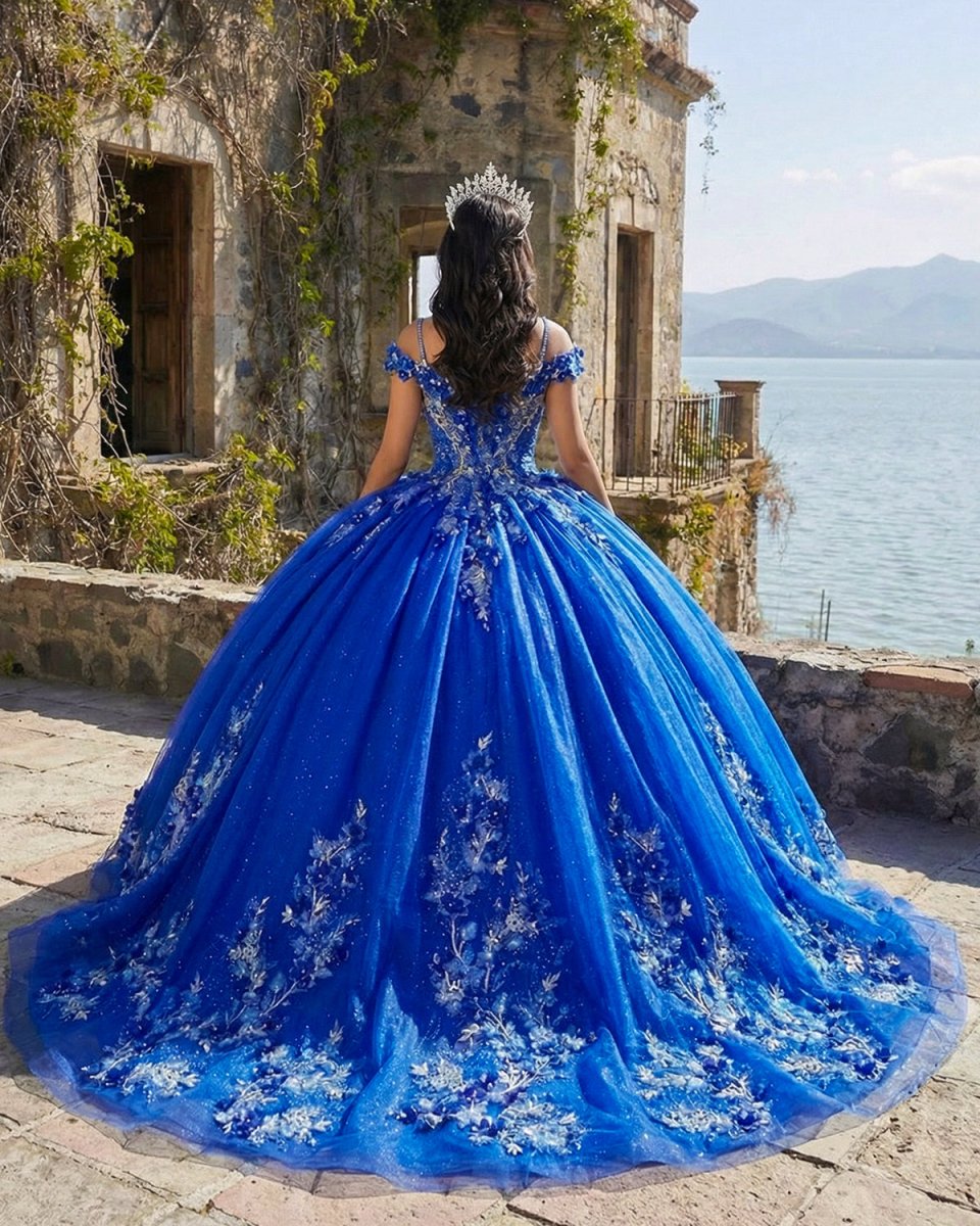Royal Blue Ball-Gown Off-the-Shoulder Quinceanera Dresses with Appliques