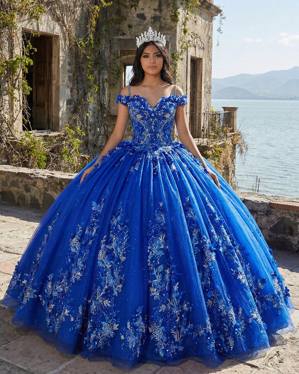 Royal Blue Ball-Gown Off-the-Shoulder Quinceanera Dresses with Appliques