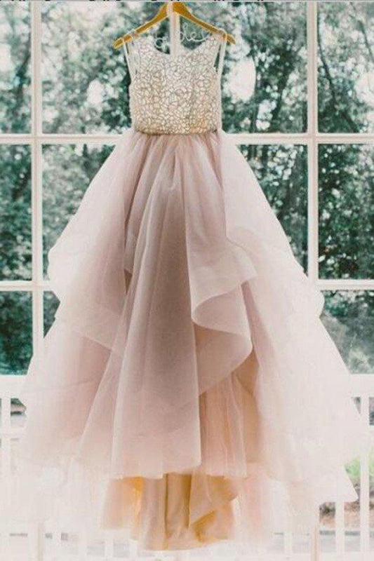 Sexy Backless A-Line Beading Beach Wedding Dress Long