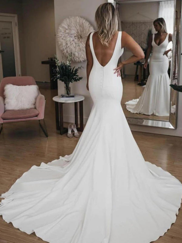 Off-Shoulder Beach Wedding Dress | Simple Elegant Boho Bridal Gown