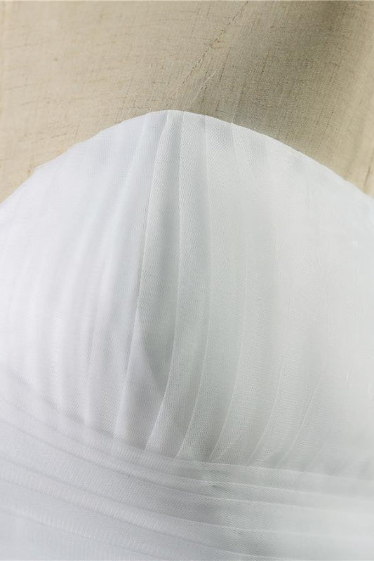 Simple Ruffle Strapless Tulle A-line Wedding Dress