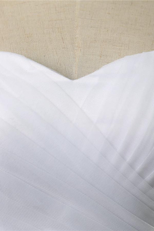 Simple Ruffle Strapless Tulle A-line Wedding Dress