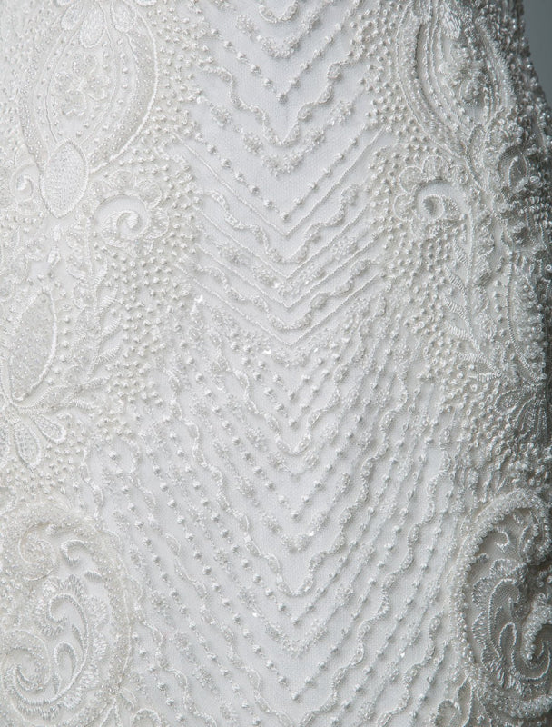 Simple Wedding Dress Lace V Neck Sleeveless Lace Mermaid Bridal Dresses With Train