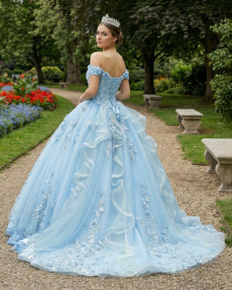 Romantic Sleeveless Beading Quinceanera Dresses with 3D Flower Appliques