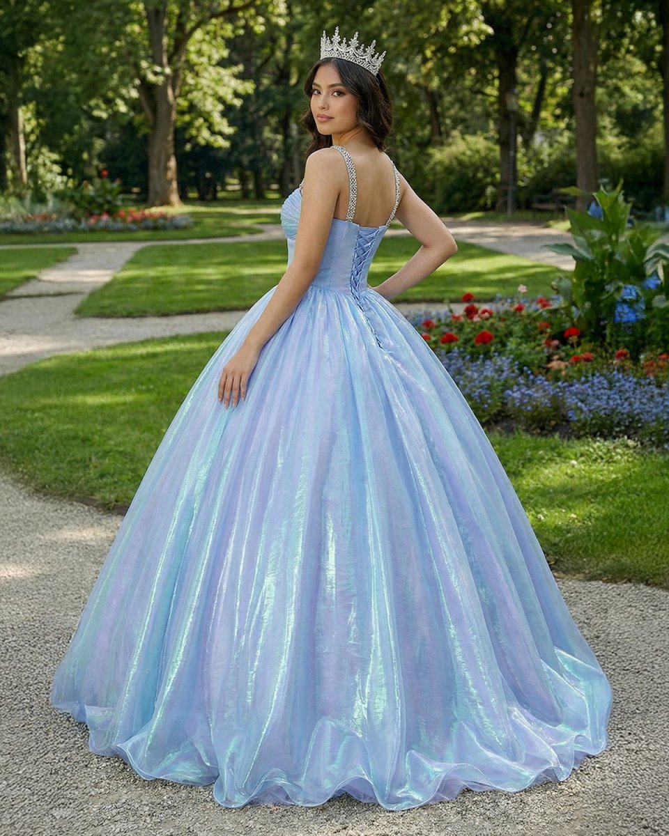 Sky Blue Sweetheart Neck Long Prom Quinceanera Dresses