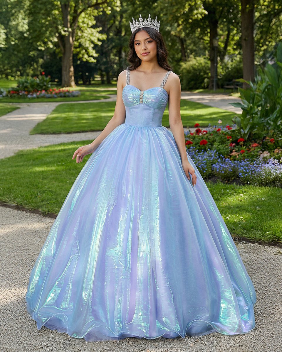 Sky Blue Sweetheart Neck Long Prom Quinceanera Dresses