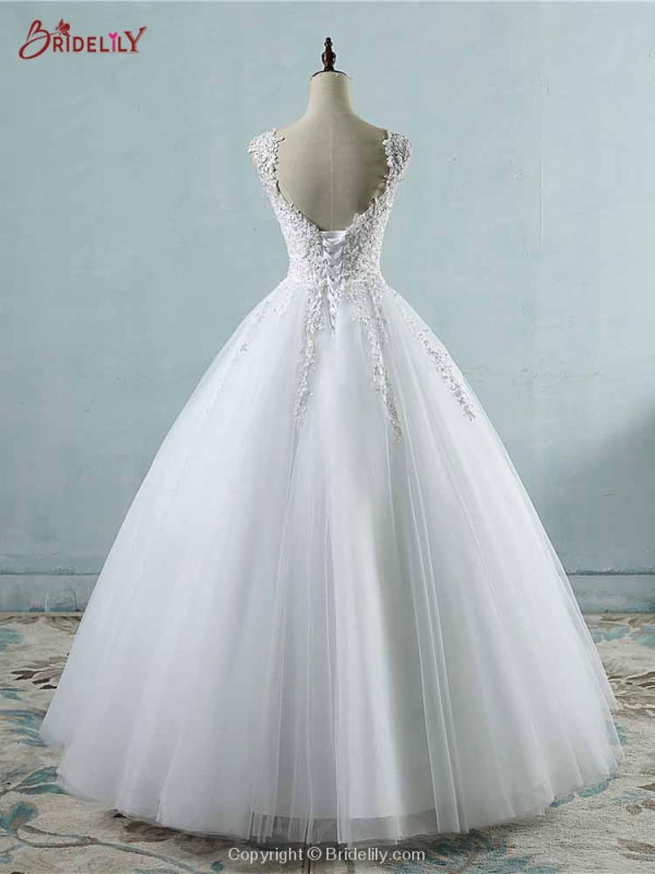 Spaghetti Straps Lace-Up Ball Gown Wedding Dresses