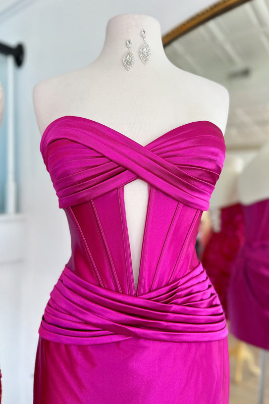 Strapless Ruched Short Homecoming Dress Burgundy