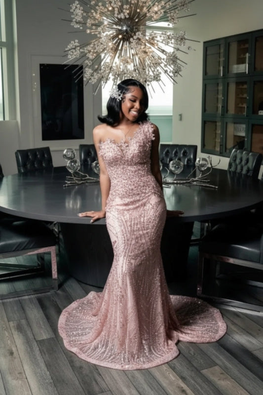 Stunning Strapless Sequins Prom Dress Dark Green with Beadings