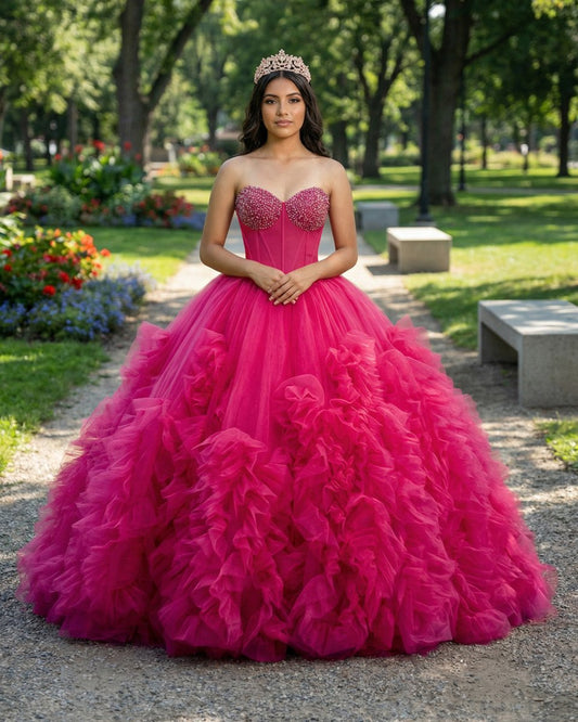 Quinceanera Dress Evening Dresses Sweep Train Sleeveless Pleated Ball Gown