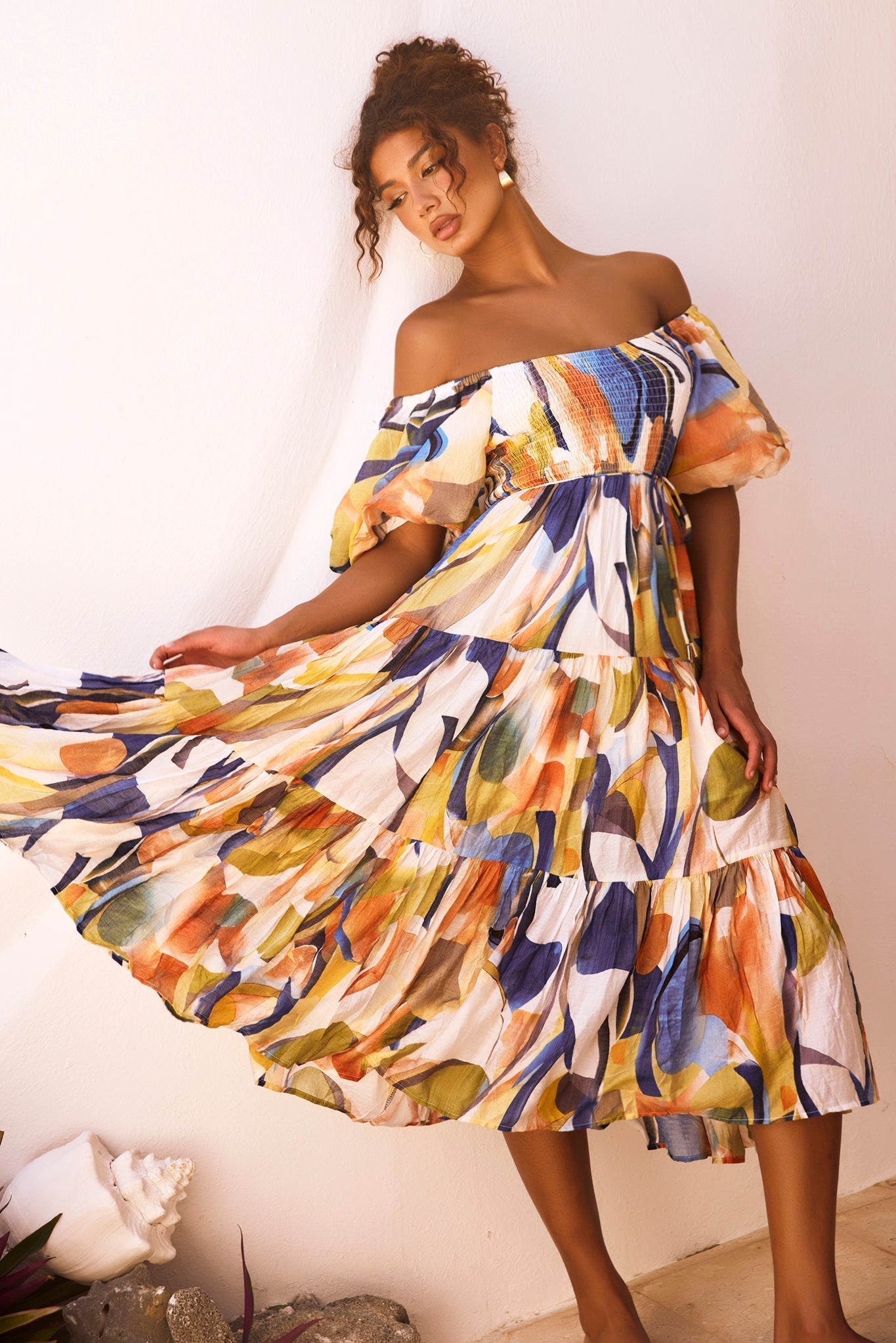 Sunny Spell Midi Dress - Blue Multi