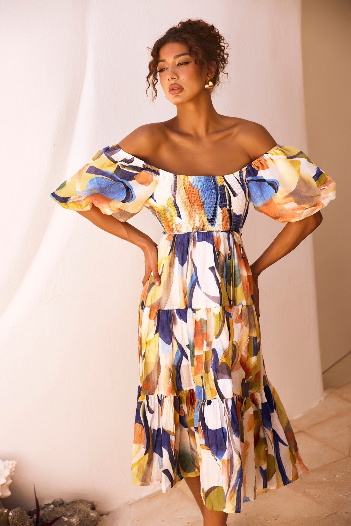Sunny Spell Midi Dress - Blue Multi