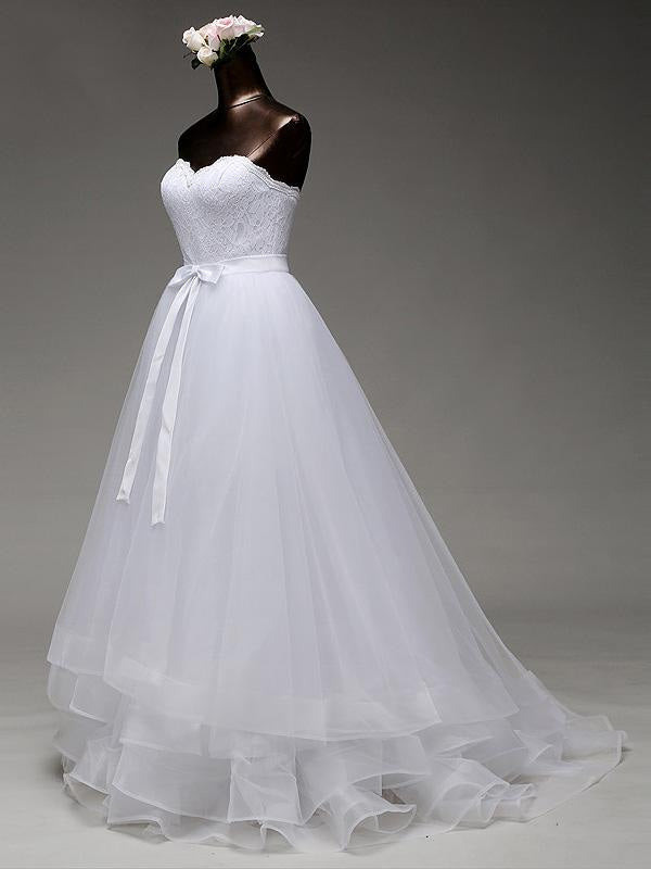 Sweetheart Lace Mermaid Wedding Dresses with Detachable Train