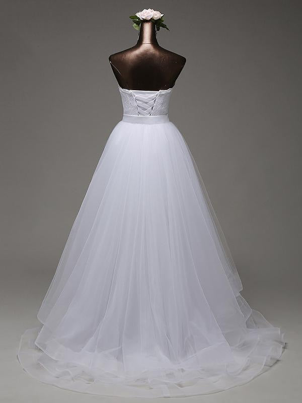 Sweetheart Lace Mermaid Wedding Dresses with Detachable Train