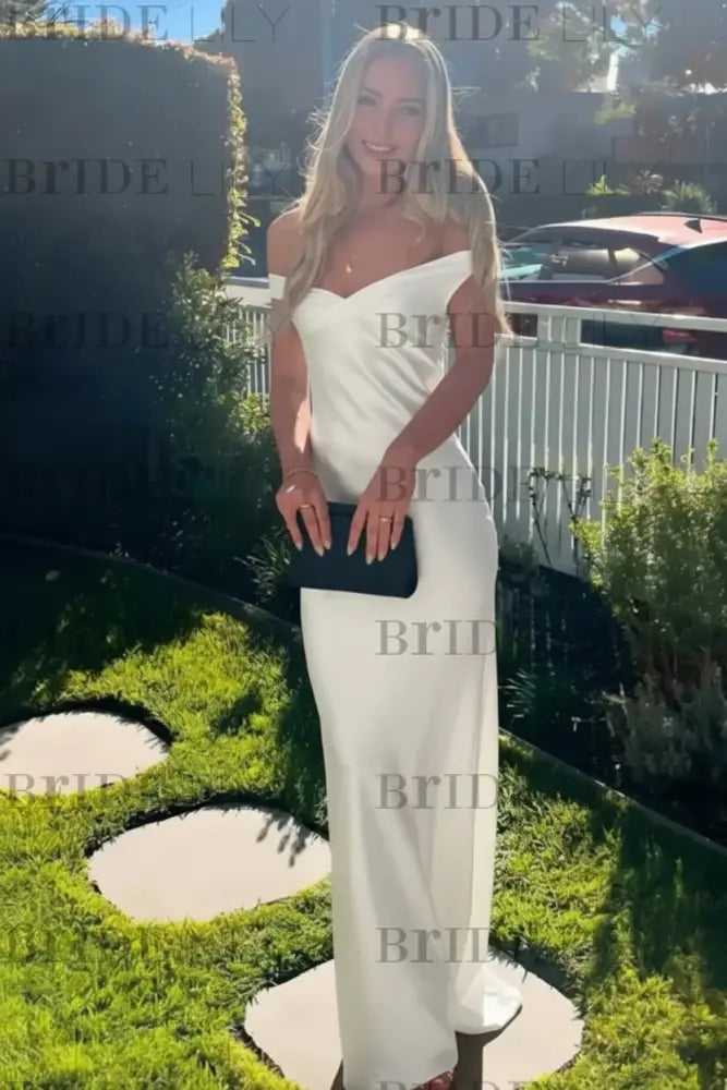 Off-the-Shoulder Ruffle Satin Mermaid Prom Dress