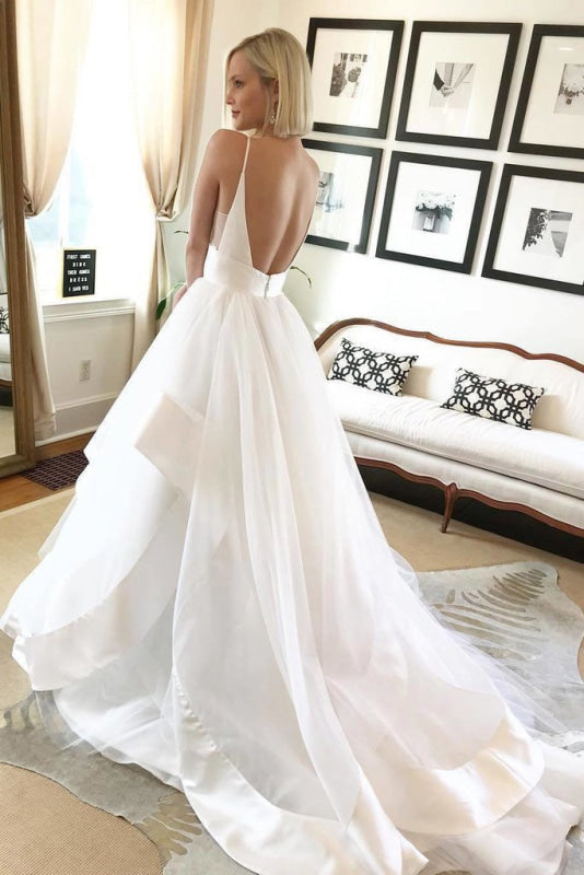 White Sapghetti Straps Beach Dress Sexy Simple Boho Wedding Dresss