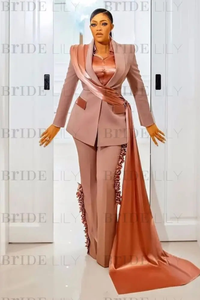 Women Suits Long Sleeves One Button Blazer Pants Mother Of The Bride Outfits