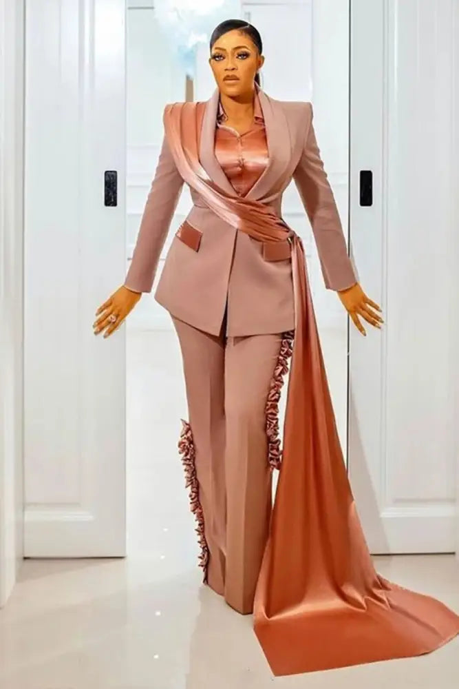 Women Suits Long Sleeves One Button Blazer Pants Mother Of The Bride Outfits