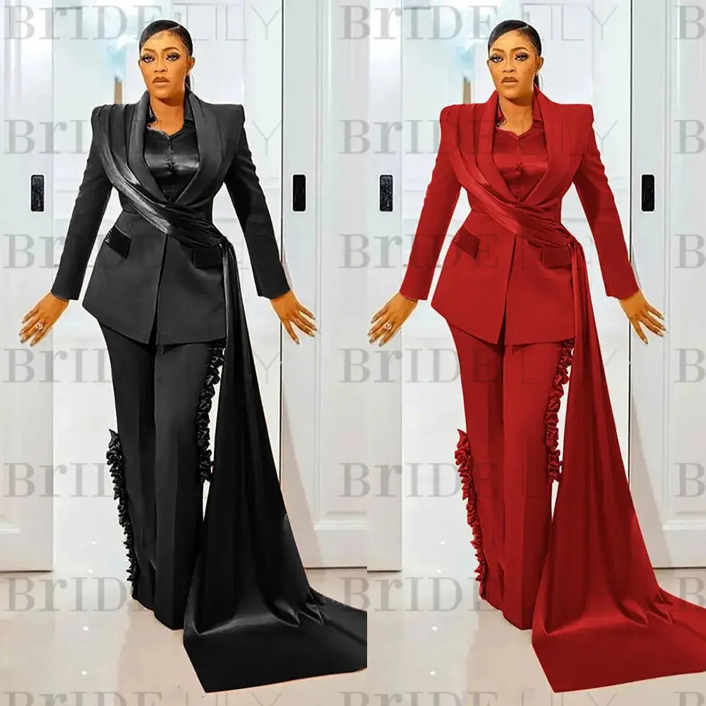 Women Suits Long Sleeves One Button Blazer Pants Mother Of The Bride Outfits