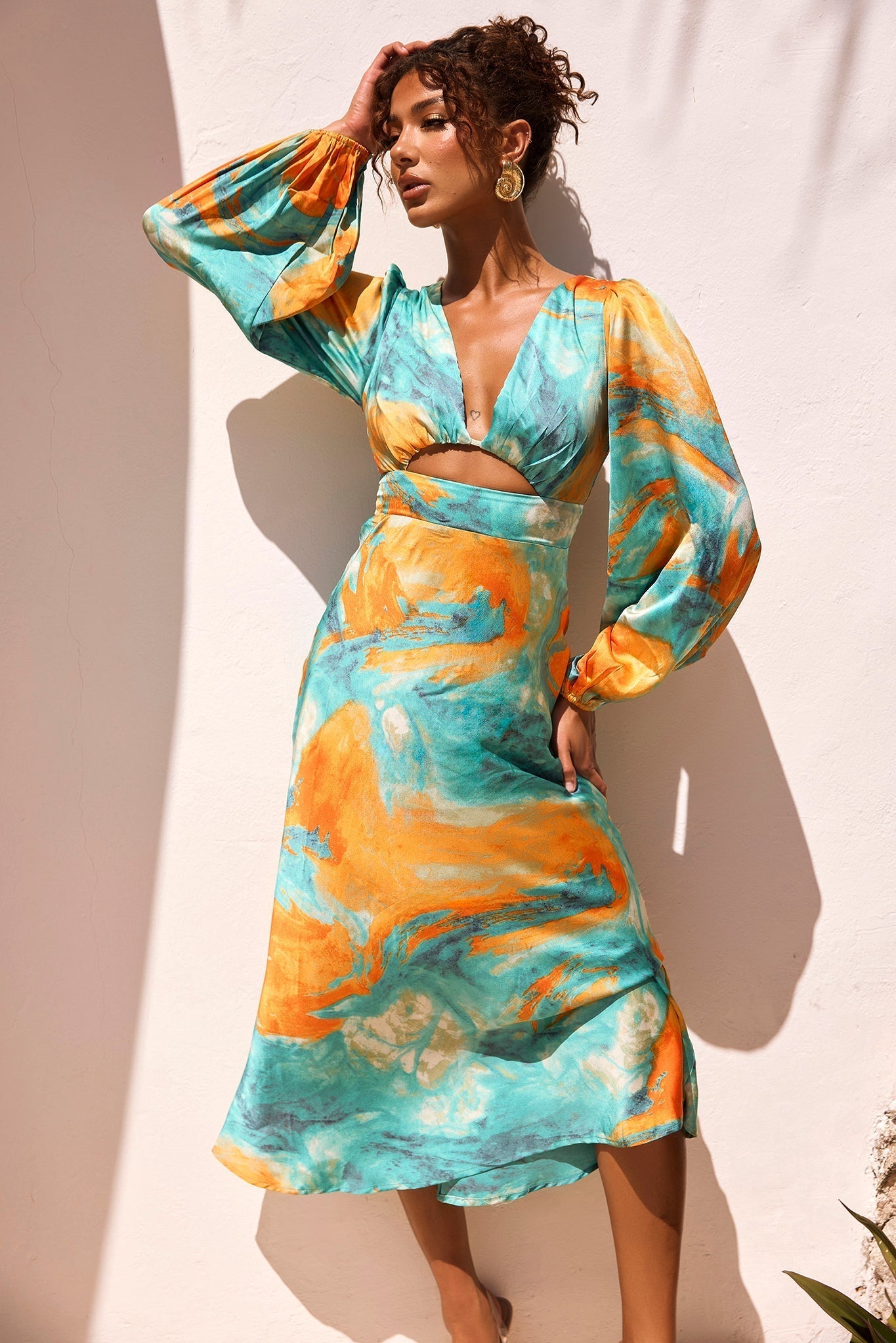 Young And In Love Midi Dress - Blue Multi